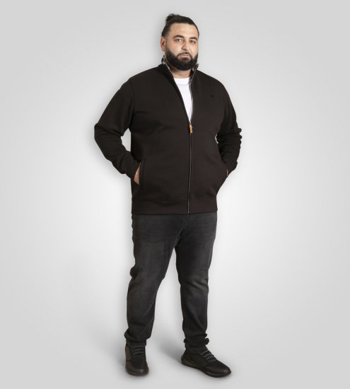 D555 Johnson Fleece Zip Through Sweatshirt with Chest Embroidery - Sweatshirts & hoodies - Sweatshirt & Camisolas com Capuz tamanhos grandes