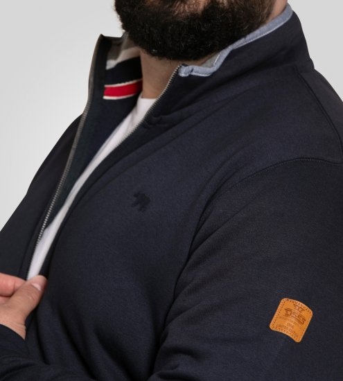 D555 Johnson Zip Through Fleece Sweatshirt with Chest Embroidery Navy - Sweatshirts & hoodies - Sweatshirt & Camisolas com Capuz tamanhos grandes