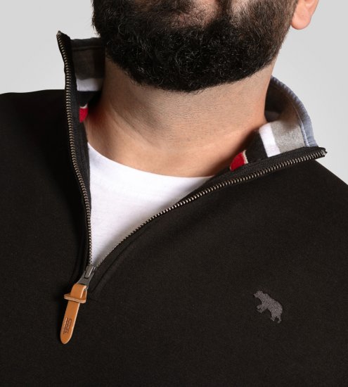 D555 Russel Fleece Sweatshirt with Chest Embroidery Black - Sweatshirts & hoodies - Sweatshirt & Camisolas com Capuz tamanhos grandes