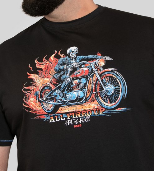 D555 Dewsbury Skeleton on Bike Crew Neck T-Shirt Black - T-shirts - T-shirts Homem Tamanhos Grandes