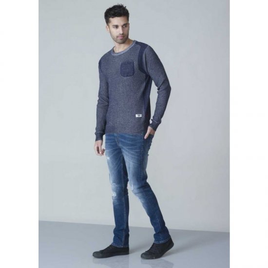 D555 Bryson Crewneck Sweater with Pocket Navy - Sweatshirts & hoodies - Sweatshirt & Camisolas com Capuz tamanhos grandes