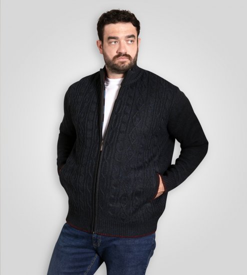 D555 Gillingham Casaco Tricotado Com Fecho E Forro Azul-Marinho - Sweatshirts & hoodies - Sweatshirt & Camisolas com Capuz tamanhos grandes