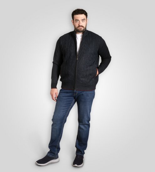 D555 Gillingham Casaco Tricotado Com Fecho E Forro Azul-Marinho - Sweatshirts & hoodies - Sweatshirt & Camisolas com Capuz tamanhos grandes