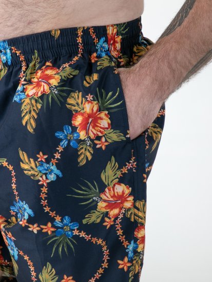 D555 Dawson AO Calções de Banho com Padrão Havaiano Azul-Marinho - Roupa Interior & natação - Roupa interior Homem Tamanhos Grandes