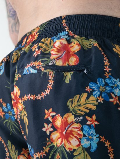 D555 Dawson AO Calções de Banho com Padrão Havaiano Azul-Marinho - Roupa Interior & natação - Roupa interior Homem Tamanhos Grandes