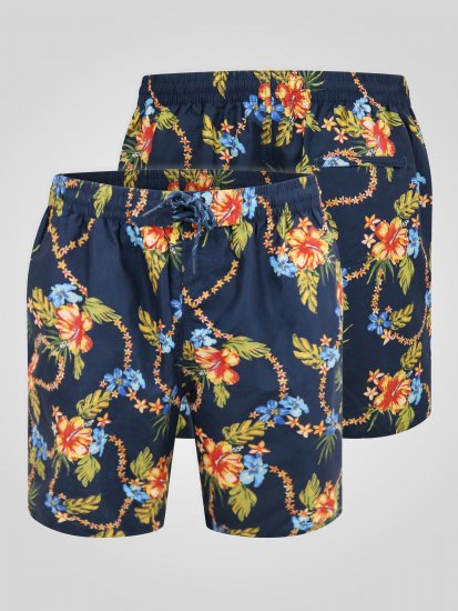 D555 Dawson AO Calções de Banho com Padrão Havaiano Azul-Marinho - Roupa Interior & natação - Roupa interior Homem Tamanhos Grandes