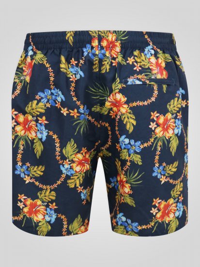 D555 Dawson AO Calções de Banho com Padrão Havaiano Azul-Marinho - Roupa Interior & natação - Roupa interior Homem Tamanhos Grandes