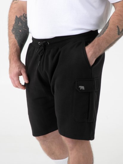 D555 Robinson 1 Calções Fleece Cargo com Cintura Elástica Preto - Calças & calções de fato de treino - Calças de Fato de Treino Tamanhos Grandes 
