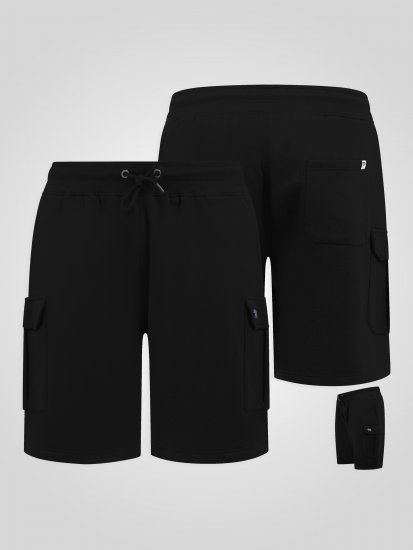 D555 Robinson 1 Calções Fleece Cargo com Cintura Elástica Preto - Calças & calções de fato de treino - Calças de Fato de Treino Tamanhos Grandes 