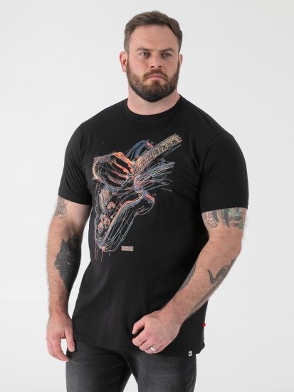 D555 Elliot T-shirt com Estampa de Guitarra Multicolorida - T-shirts - T-shirts Homem Tamanhos Grandes