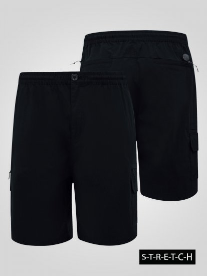D555 Thomas Calções Stretch com Cintura Elástica Preto - Calções - Calções Homem Tamanhos Grandes