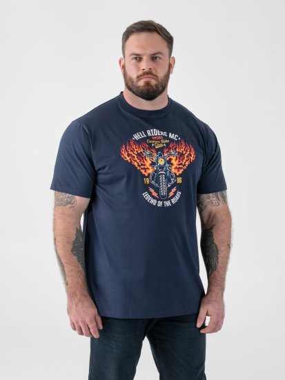 D555 Hockney T-shirt com Estampa de Motociclo Azul-Marinho - T-shirts - T-shirts Homem Tamanhos Grandes