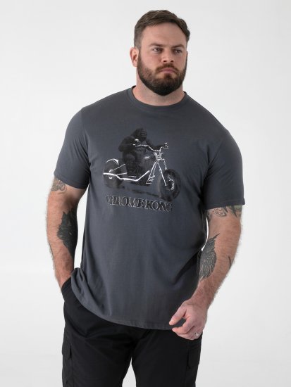 D555 Craig Gorilla Biker T-shirt com Estampa Cinzento Escuro - T-shirts - T-shirts Homem Tamanhos Grandes