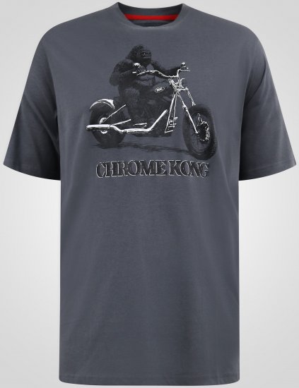 D555 Craig Gorilla Biker T-shirt com Estampa Cinzento Escuro - T-shirts - T-shirts Homem Tamanhos Grandes