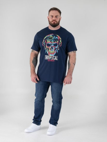D555 Linton T-shirt com Estampa de Caveira Multicolorida Azul-Marinho - T-shirts - T-shirts Homem Tamanhos Grandes