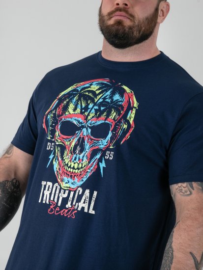 D555 Linton T-shirt com Estampa de Caveira Multicolorida Azul-Marinho - T-shirts - T-shirts Homem Tamanhos Grandes