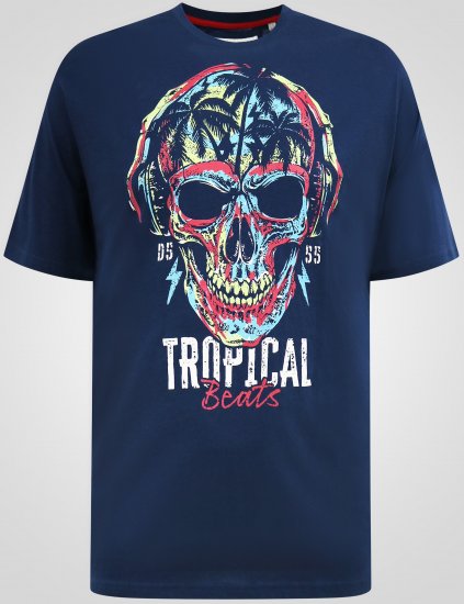 D555 Linton T-shirt com Estampa de Caveira Multicolorida Azul-Marinho - T-shirts - T-shirts Homem Tamanhos Grandes