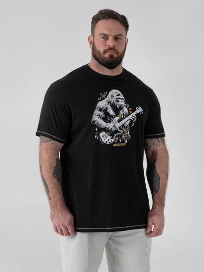 D555 Macfarlan T-shirt com Estampa de Gorila Preto - Toda a roupa - Roupa de homem tamanhos grandes 2XL-14XL