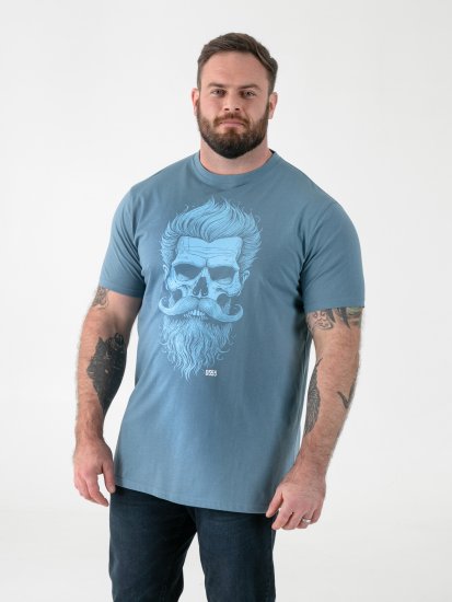 D555 Miller Bearded Skull T-shirt com Estampa - T-shirts - T-shirts Homem Tamanhos Grandes