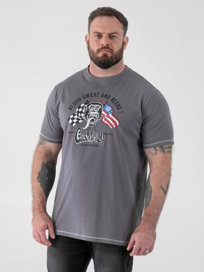 D555 Jasper Official Gas Monkey T-shirt com Estampa Cinzento - T-shirts - T-shirts Homem Tamanhos Grandes