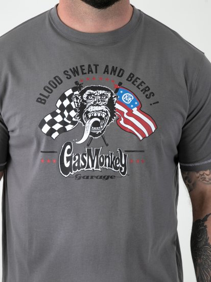 D555 Jasper Official Gas Monkey T-shirt com Estampa Cinzento - T-shirts - T-shirts Homem Tamanhos Grandes