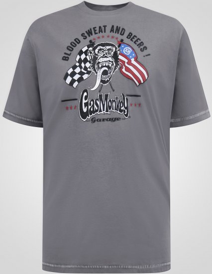 D555 Jasper Official Gas Monkey T-shirt com Estampa Cinzento - T-shirts - T-shirts Homem Tamanhos Grandes