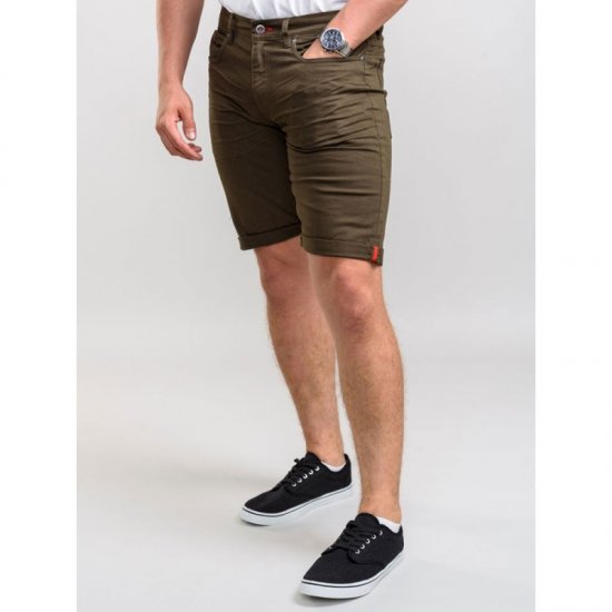 D555 Gilbert Stretch Shorts Khaki - Calções - Calções Homem Tamanhos Grandes