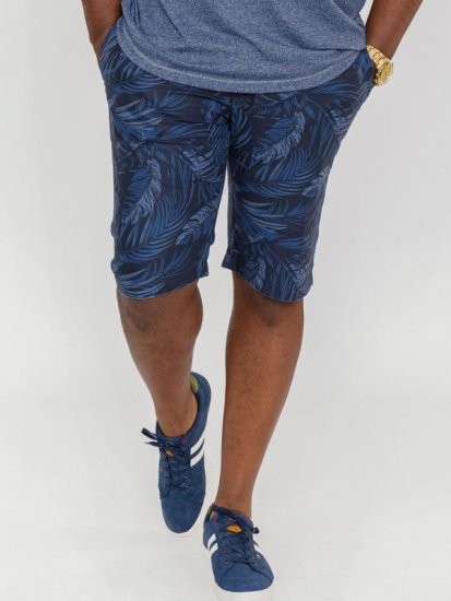 D555 Panther Hawaiian Leaf Ao Print Stretch Chino Shorts - Calções - Calções Homem Tamanhos Grandes