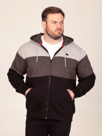 D555 Fitzgerald Zip Through Hoody With Cut & Sew Panels Preto - Sweatshirts & hoodies - Sweatshirt & Camisolas com Capuz tamanhos grandes