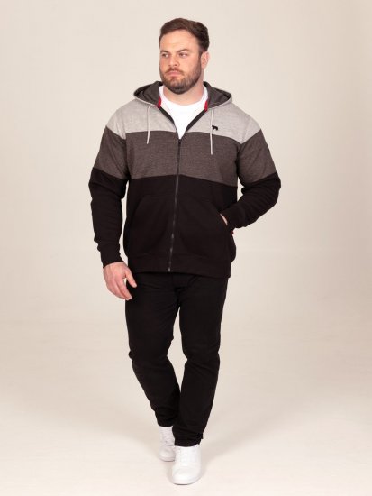 D555 Fitzgerald Zip Through Hoody With Cut & Sew Panels Preto - Sweatshirts & hoodies - Sweatshirt & Camisolas com Capuz tamanhos grandes