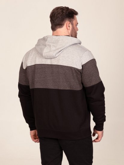 D555 Fitzgerald Zip Through Hoody With Cut & Sew Panels Preto - Sweatshirts & hoodies - Sweatshirt & Camisolas com Capuz tamanhos grandes