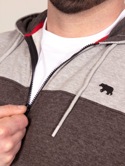 D555 Fitzgerald Zip Through Hoody With Cut & Sew Panels Preto - Sweatshirts & hoodies - Sweatshirt & Camisolas com Capuz tamanhos grandes