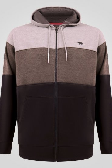 D555 Fitzgerald Zip Through Hoody With Cut & Sew Panels Preto - Sweatshirts & hoodies - Sweatshirt & Camisolas com Capuz tamanhos grandes