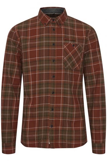 Blend Checked Long Sleeve Shirt 4324 Brown - Camisas - Camisas Homem Tamanhos Grandes