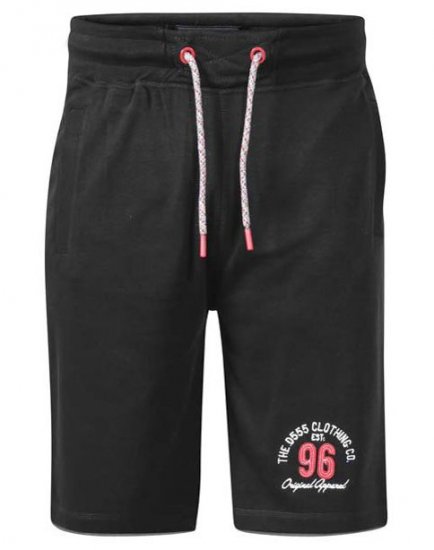 D555 Tompkins 1 Elasticated Waist Shorts Black - Calças & calções de fato de treino - Calças de Fato de Treino Tamanhos Grandes 