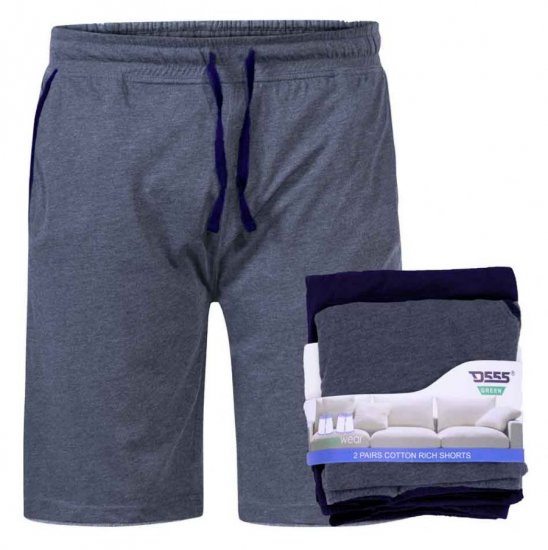 D555 Cobra Two Pack Elasticated Waist Band Jersey Shorts With Pockets - Calças & calções de fato de treino - Calças de Fato de Treino Tamanhos Grandes 