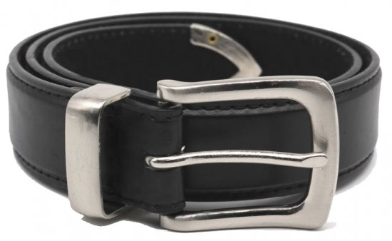 D555 Joeseph Leather Belt Black, 3,5cm - Cintos - Cintos Masculinos Tamanhos Grandes