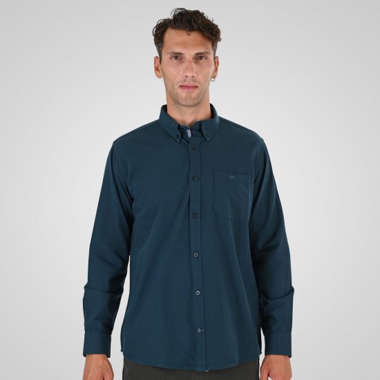 Double Outfitters GS-5225 Camisa Oxford Verde-escuro - Camisas - Camisas Homem Tamanhos Grandes