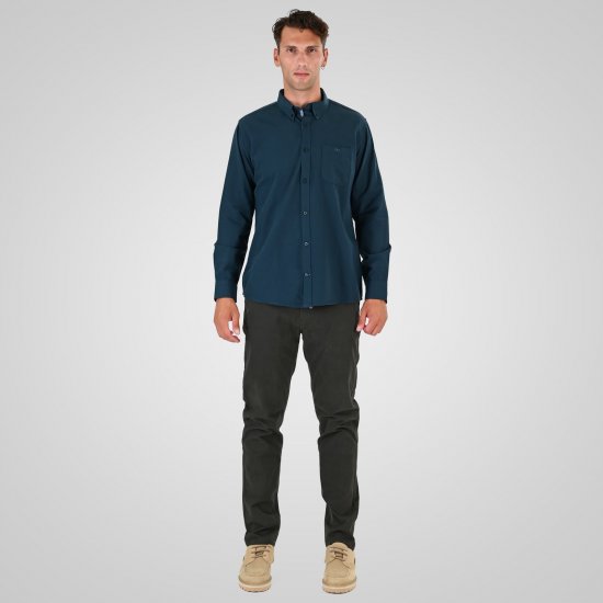 Double Outfitters GS-5225 Camisa Oxford Verde-escuro - Camisas - Camisas Homem Tamanhos Grandes