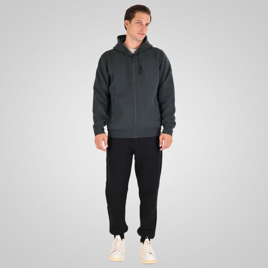 Double Outfitters MTOP-1160 Hoodie com fecho Verde-escuro - Sweatshirts & hoodies - Sweatshirt & Camisolas com Capuz tamanhos grandes