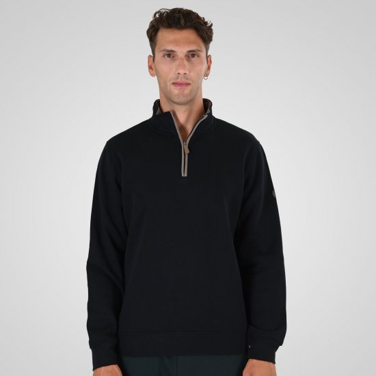 Double Outfitters MTOP-1163 Sweatshirt com meio fecho Preto - Sweatshirts & hoodies - Sweatshirt & Camisolas com Capuz tamanhos grandes