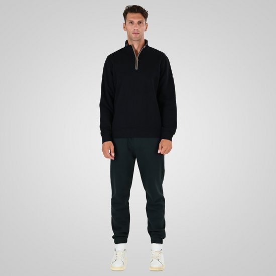 Double Outfitters MTOP-1163 Sweatshirt com meio fecho Preto - Sweatshirts & hoodies - Sweatshirt & Camisolas com Capuz tamanhos grandes