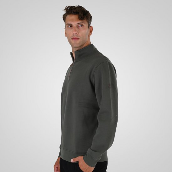 Double Outfitters MTOP-1163 Sweatshirt com meio fecho Caqui - Sweatshirts & hoodies - Sweatshirt & Camisolas com Capuz tamanhos grandes