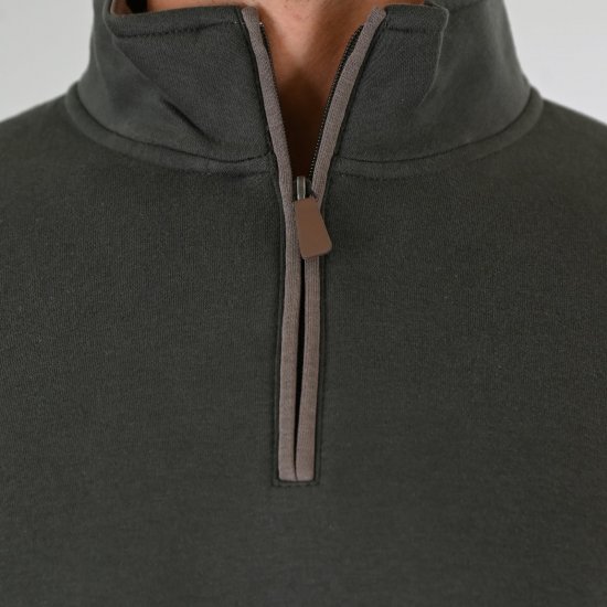 Double Outfitters MTOP-1163 Sweatshirt com meio fecho Caqui - Sweatshirts & hoodies - Sweatshirt & Camisolas com Capuz tamanhos grandes