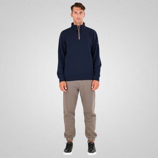 Double Outfitters MTOP-1163 Sweatshirt com meio fecho Azul-marinho - Sweatshirts & hoodies - Sweatshirt & Camisolas com Capuz tamanhos grandes