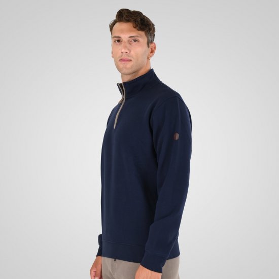 Double Outfitters MTOP-1163 Sweatshirt com meio fecho Azul-marinho - Sweatshirts & hoodies - Sweatshirt & Camisolas com Capuz tamanhos grandes