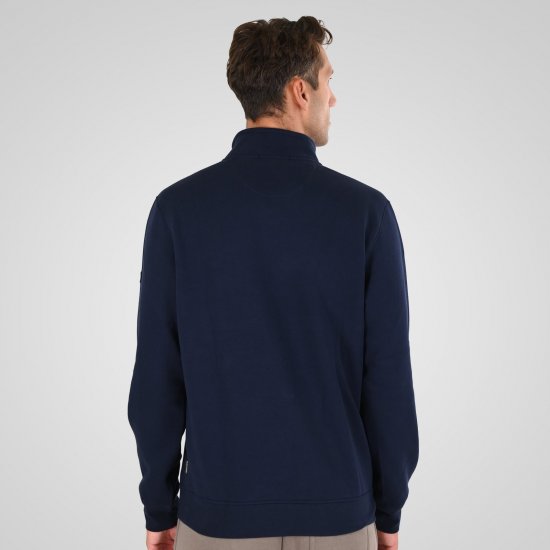 Double Outfitters MTOP-1163 Sweatshirt com meio fecho Azul-marinho - Sweatshirts & hoodies - Sweatshirt & Camisolas com Capuz tamanhos grandes