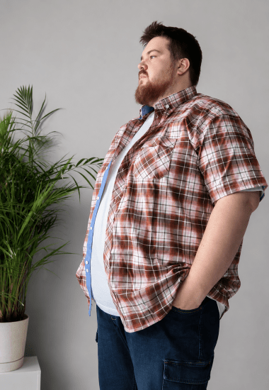 Kam Jeans 6368 Checked Short Sleeve Shirt Red - Camisas - Camisas Homem Tamanhos Grandes