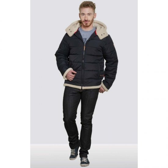 D555 Hudson Hooded Puffer Jacket Navy - Casacos - Casacos Homem Tamanhos Grandes
