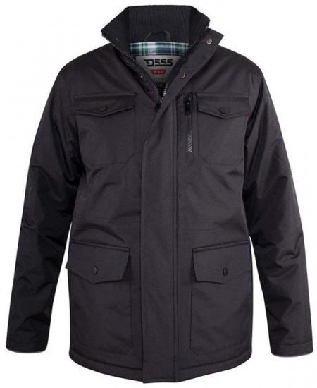 D555 Fargo Five Pocket Jacket With Ribbed Neck and Inner Quilting Black - Casacos - Casacos Homem Tamanhos Grandes